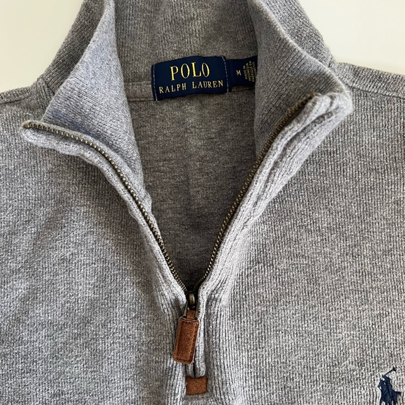 MEDIUM Men’s Polo by Ralph Lauren sweater Gray GREY quarter zip EUC EXCELLENT - Picture 3 of 3